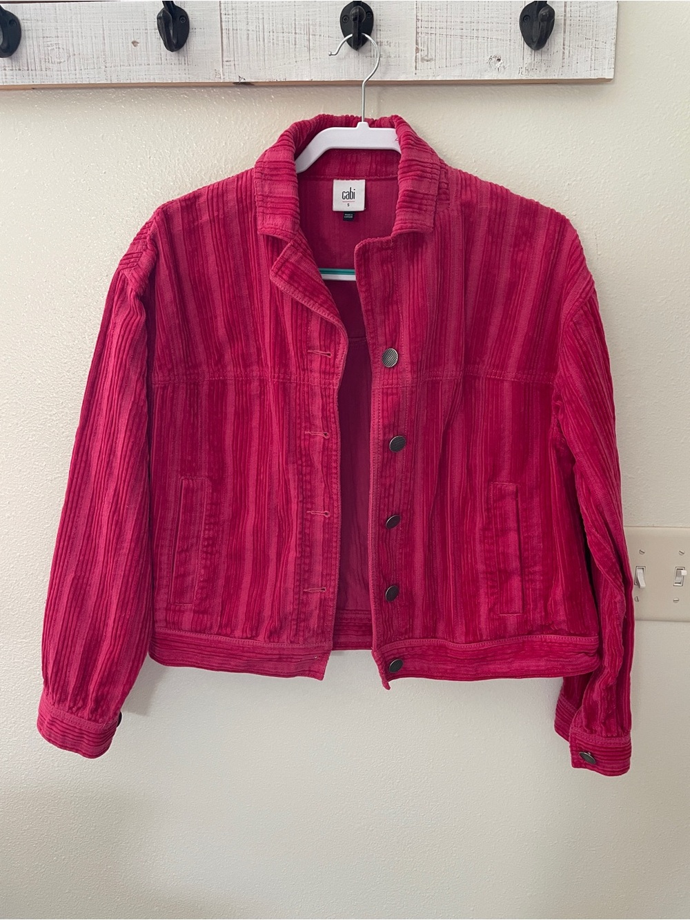 CAbi Women's Hot Pink Corduroy Button Jacket